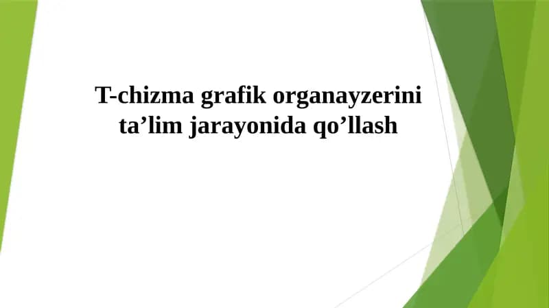 T-chizmagrafikorganayzerinita’limjarayonidaqo’llash