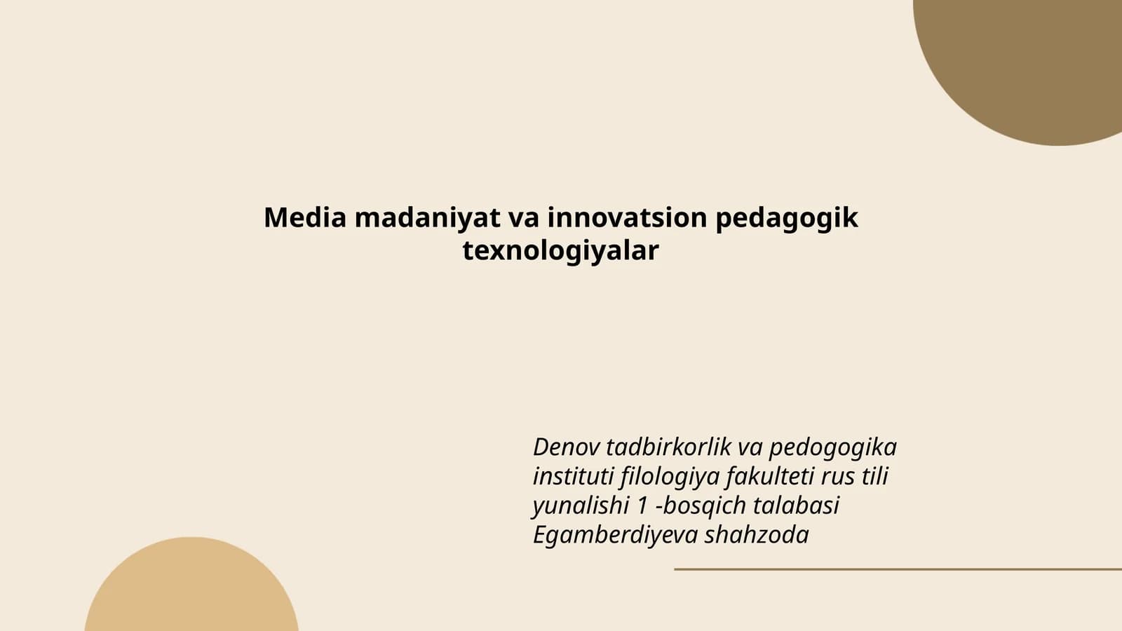 Media madaniyat va innovatsion pedagogik texnologiyalar