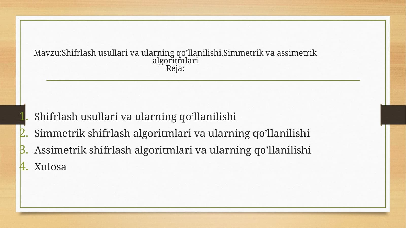 Shifrlash usullari va ularning qo’llanilishi. Simmetrik va assimetrik algoritmlari