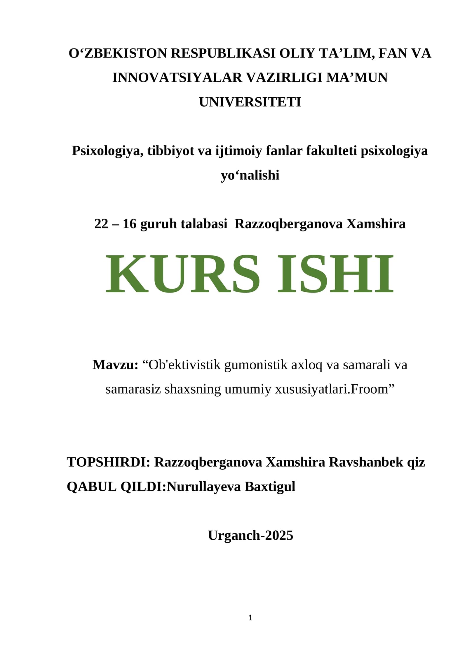 Ob'ektivistik gumonistik axloq va samarali va samarasiz shaxsning umumiy xususiyatlari.Froom