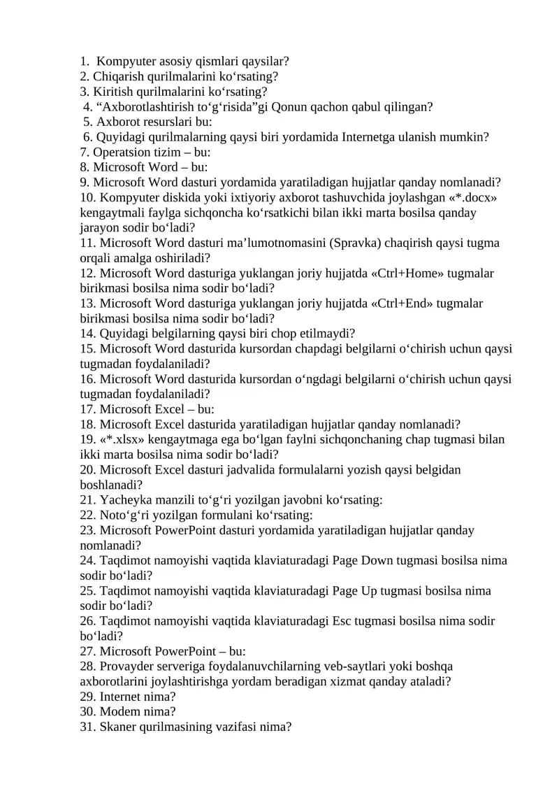 Microsoft Word va Excel