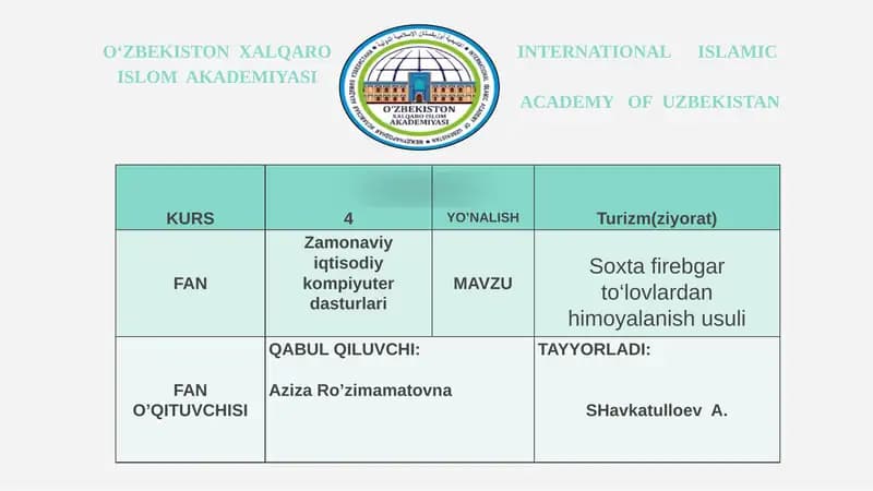 Soxta firebgar to‘lovlardan himoyalanish usuli.