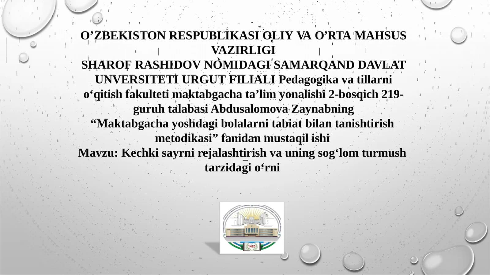 Kechki sayrni rejalashtirish va uning sog‘lom turmush tarzida o‘rni