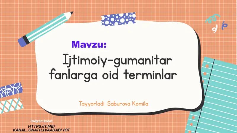 Ijtimoiy-gumanitar fanlarga oid terminlar