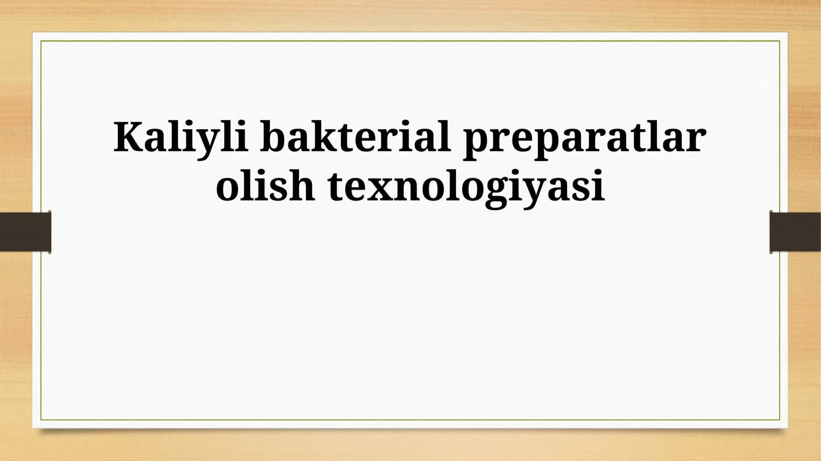 Kaliyli bakterial preparatlar olish texnologiyasi