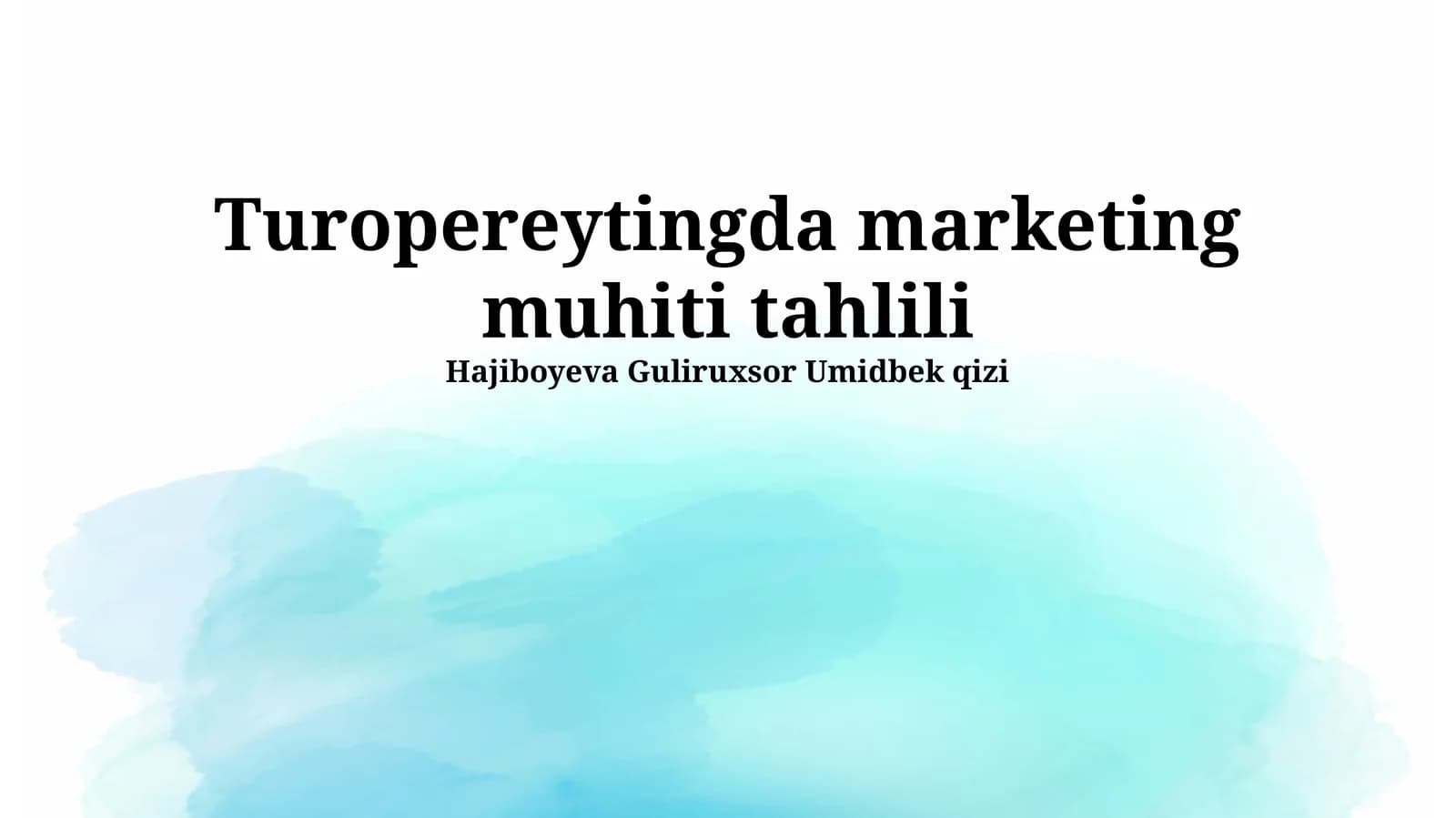 Turopereytingda marketing muhiti tahlili