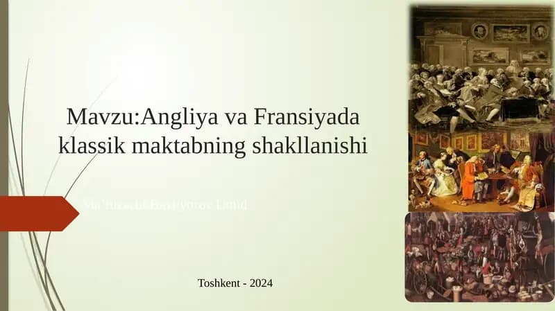 Angliya va Fransiya daki klassik maktabning shakllanishi