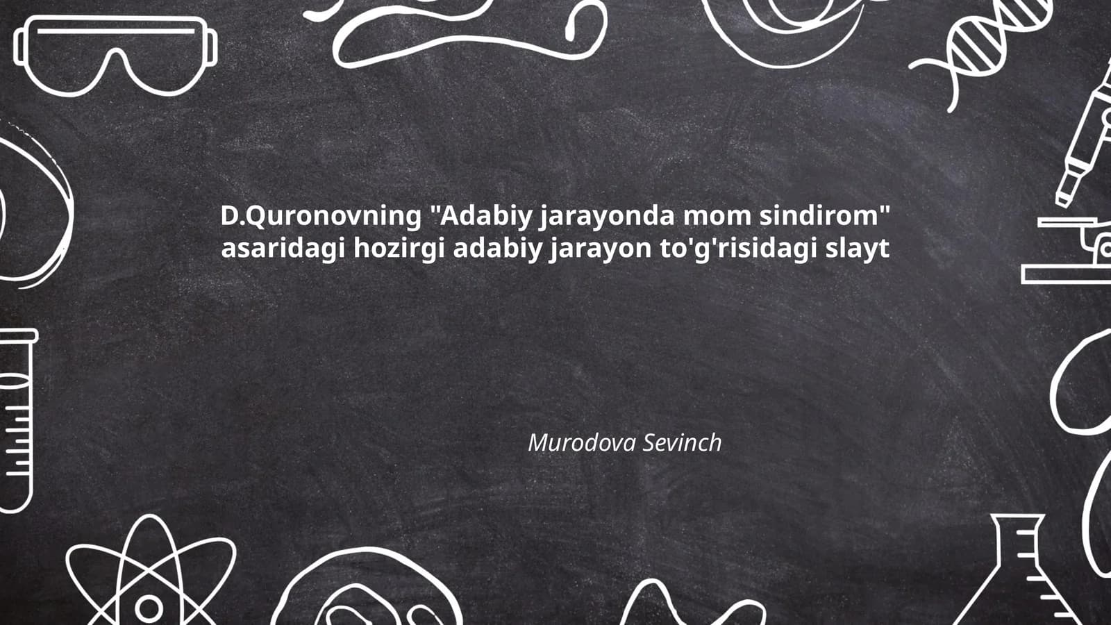 D.Quronovning "Adabiy jarayonda mom sindirom" asaridagi hozirgi adabiy jarayon to'g'risidagi slayt