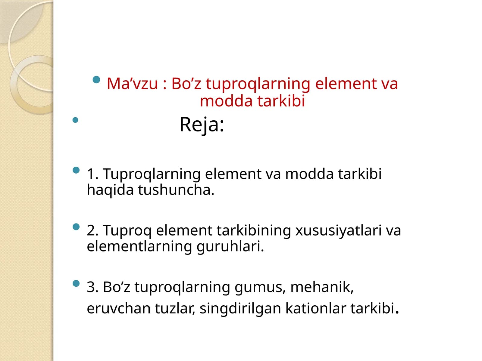 Bo’ztuproqlarning element va moddat tarkibi