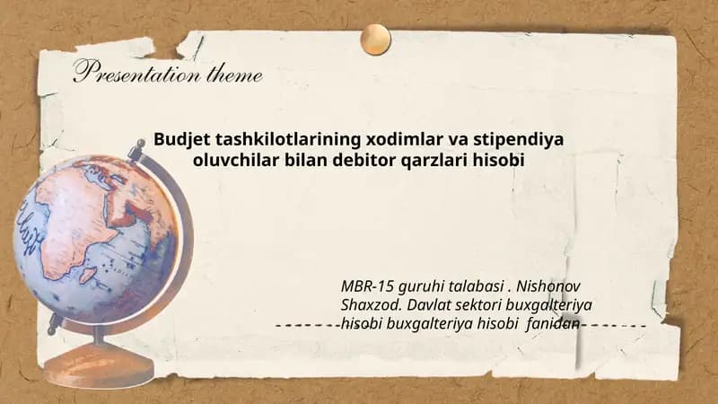 Budjet tashkilotlarining xodimlar va stipendiya oluvchilar bilan debitor qarzlari hisobi