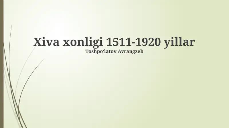 Xiva xonligi 1511-1920 yillar