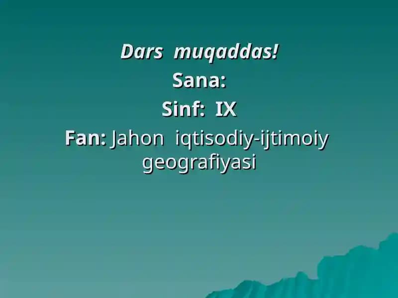Jahon iqtisodiy-ijtimoiy geografiyasi