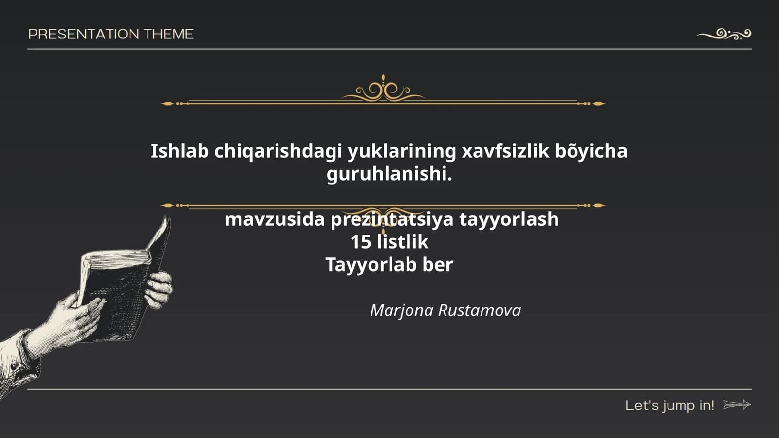 Ishlab chiqarishdagi yuklarining xavfsizlik bõyicha guruhlanishi