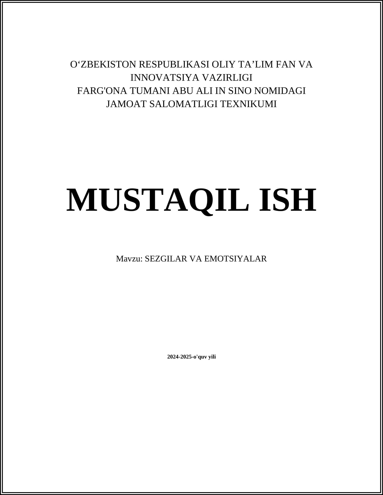 SEZGILAR VA EMOTSIYALAR