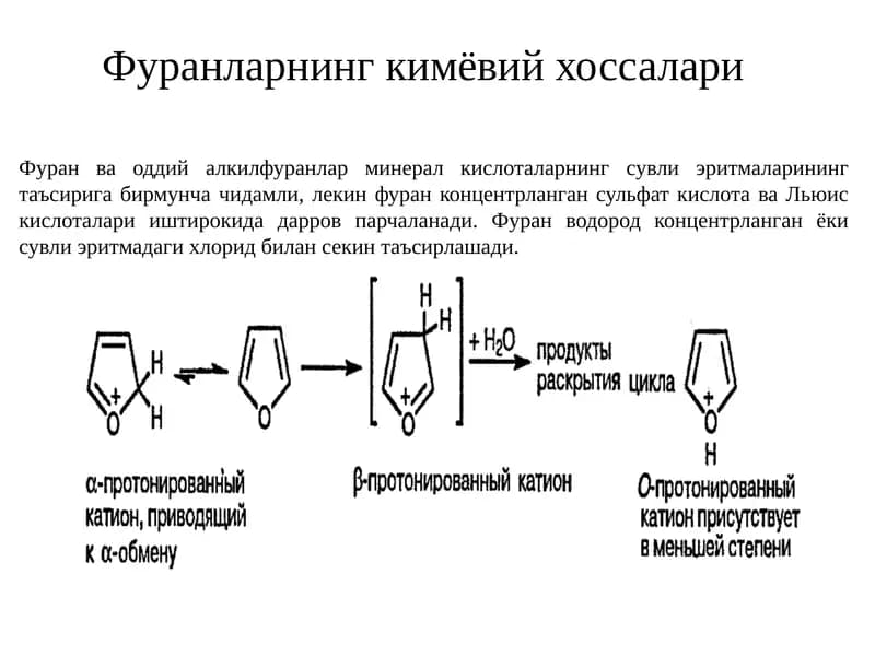 Фуранларнинг кимёвий хоссалари