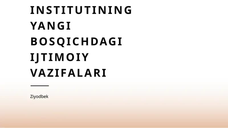 Mahalla institutining yangi bosqichdagi ijtimoiy vazifalari