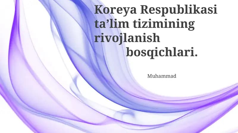 Koreya Respublikasi ta’lim tizimining rivojlanishi