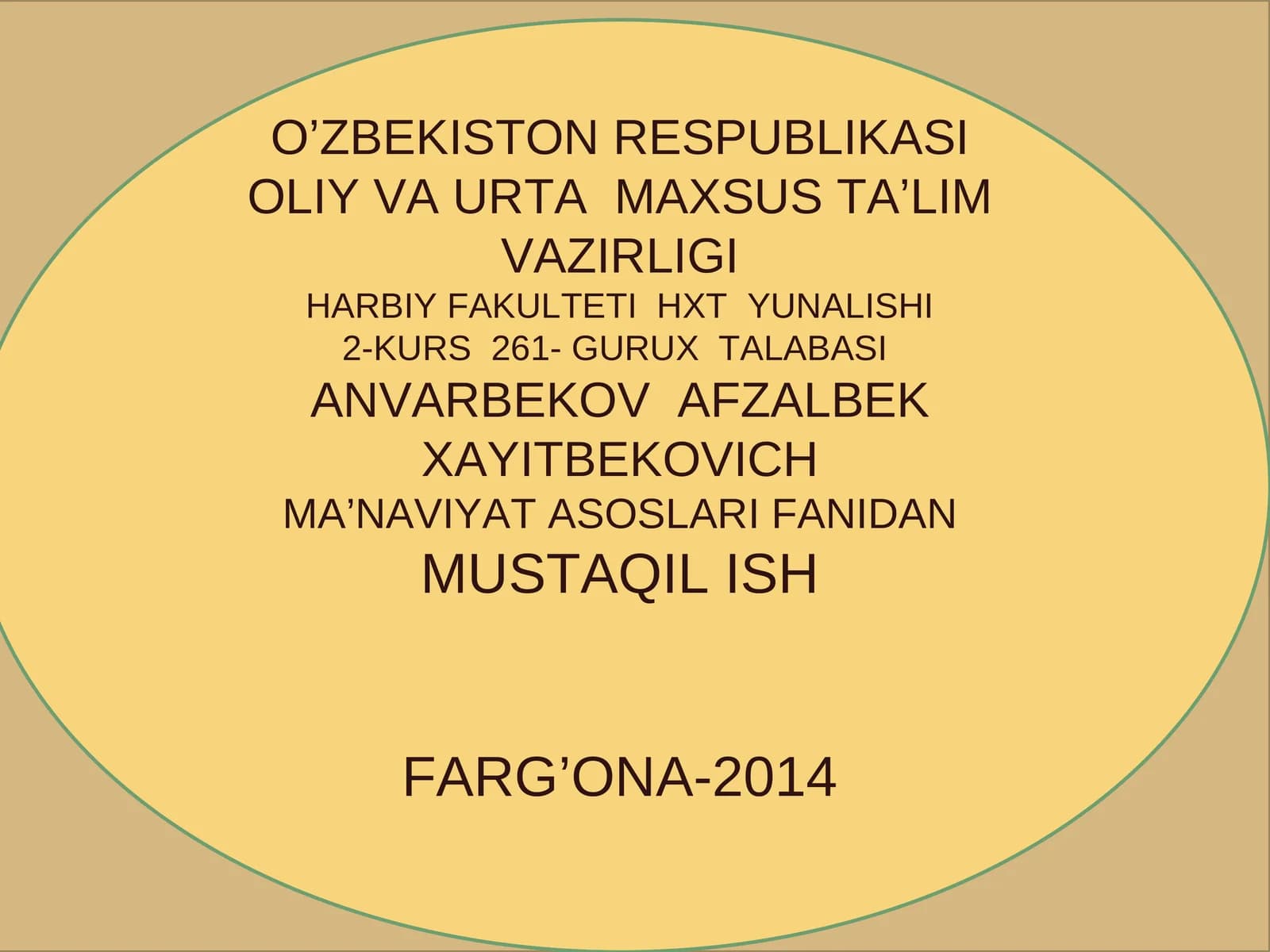 Markazi osiyoda tarqalgan tasavvuf Tariqatidagi ma’naviy kamolotdagi urni