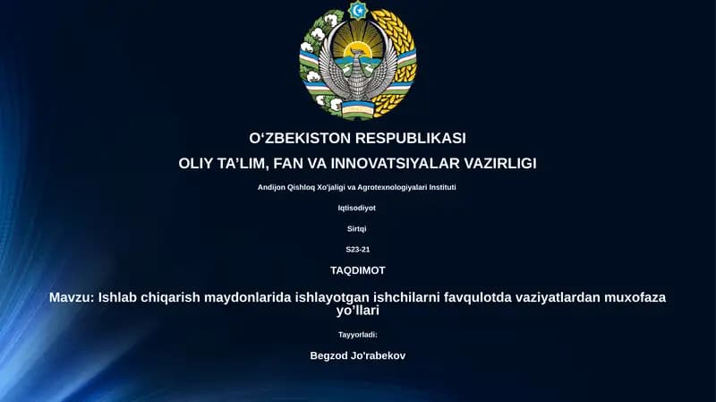 Ishchilarni Favqulotda Himoya Qilish Usullari