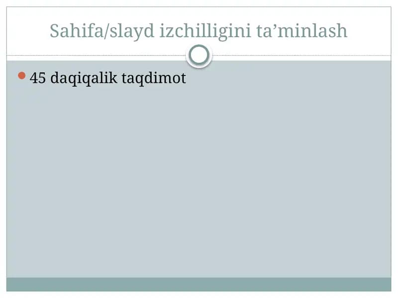 Sahifa/slayd izchilligini taʼminlash