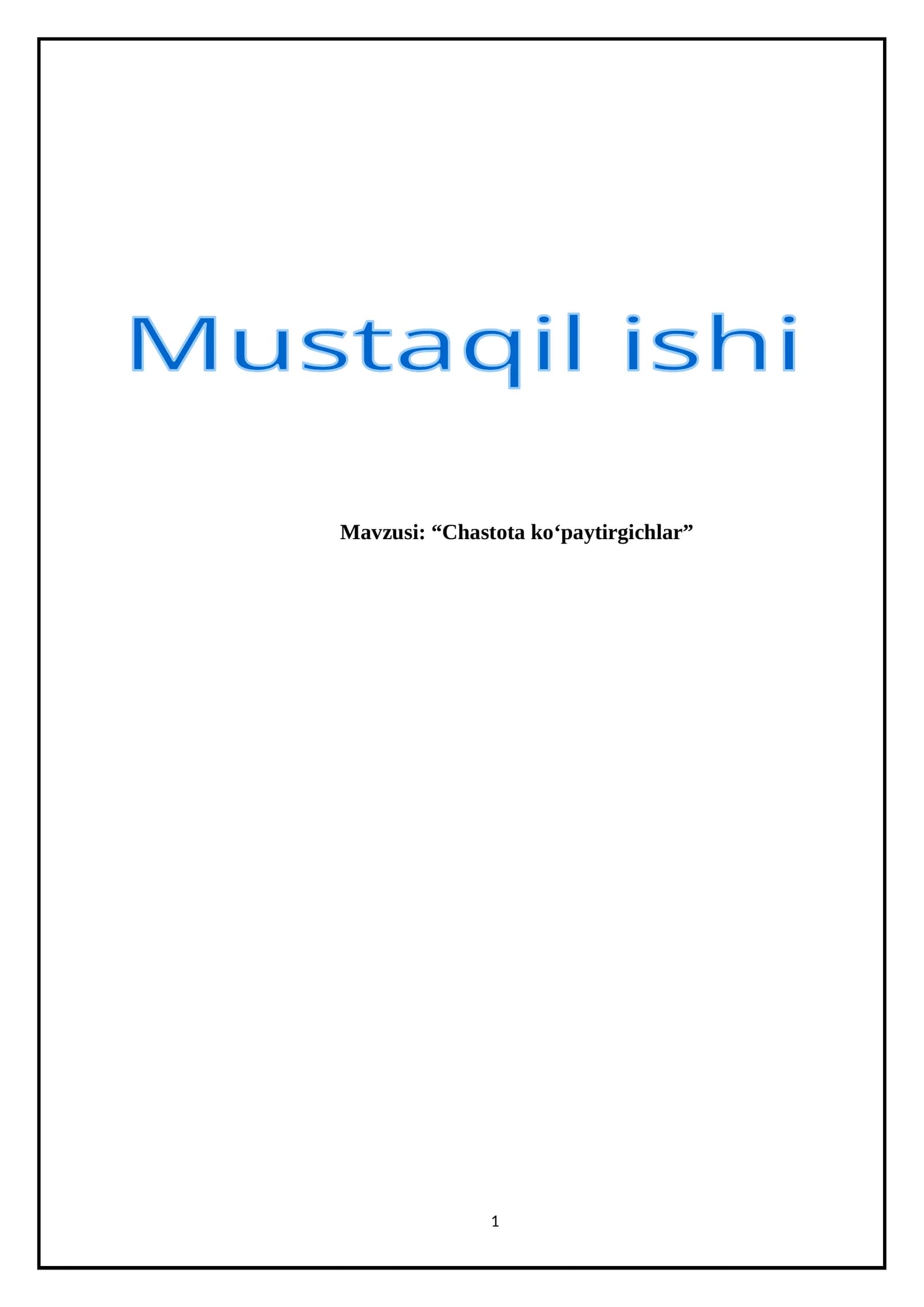 Chastota koʻpaytirgichlar