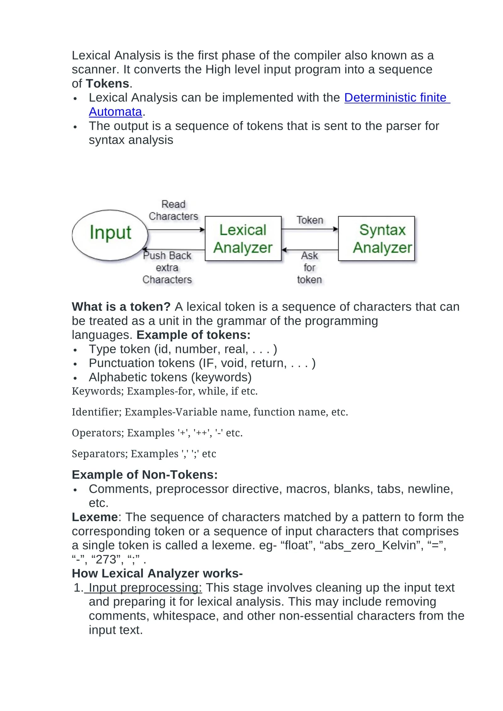 Lexical Analysis in Compiler Design
