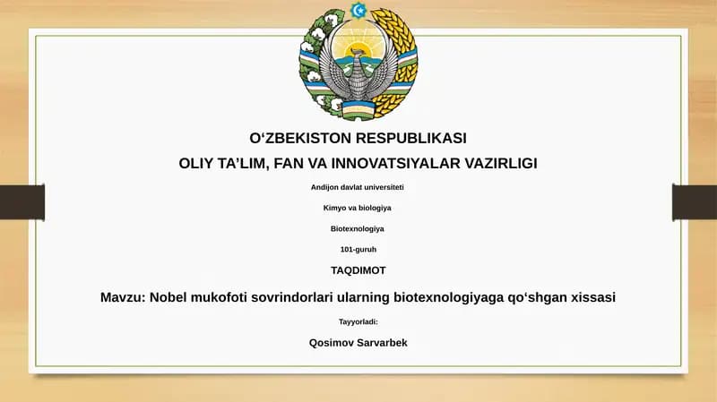 Nobel mukofoti sovrindorlari ularning biotexnologiyaga qoʻshgan xissasi