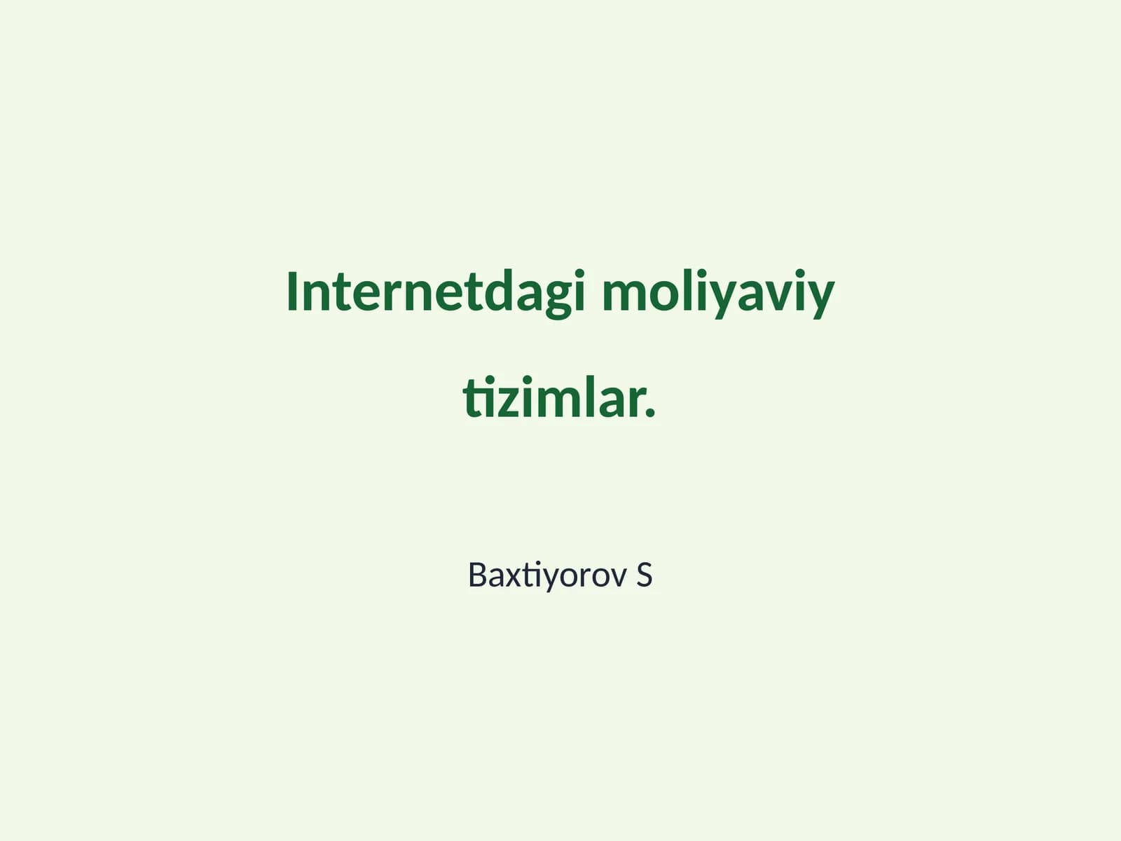Internetdagi moliyaviy tizimlar