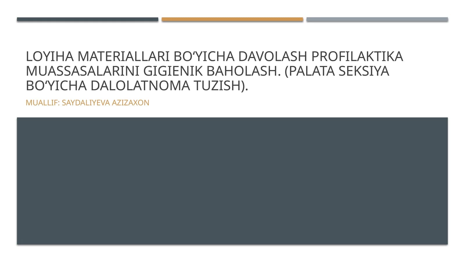 Davolash profilaktika muassasalarini gigienik baholash