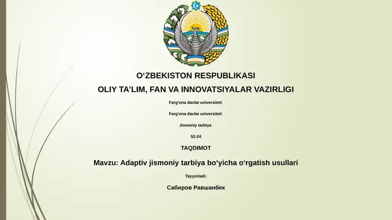 Adaptiv jismoniy tarbiya boʻyicha oʻrgatish usullari
