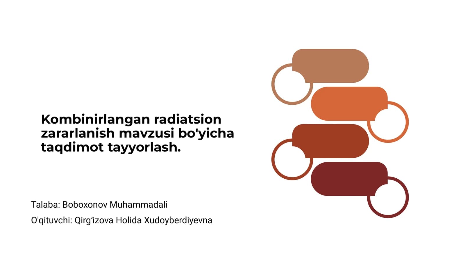 Kombinirlangan radiatsion zararlanish mavzusi bo'yicha taqdimot tayyorlash