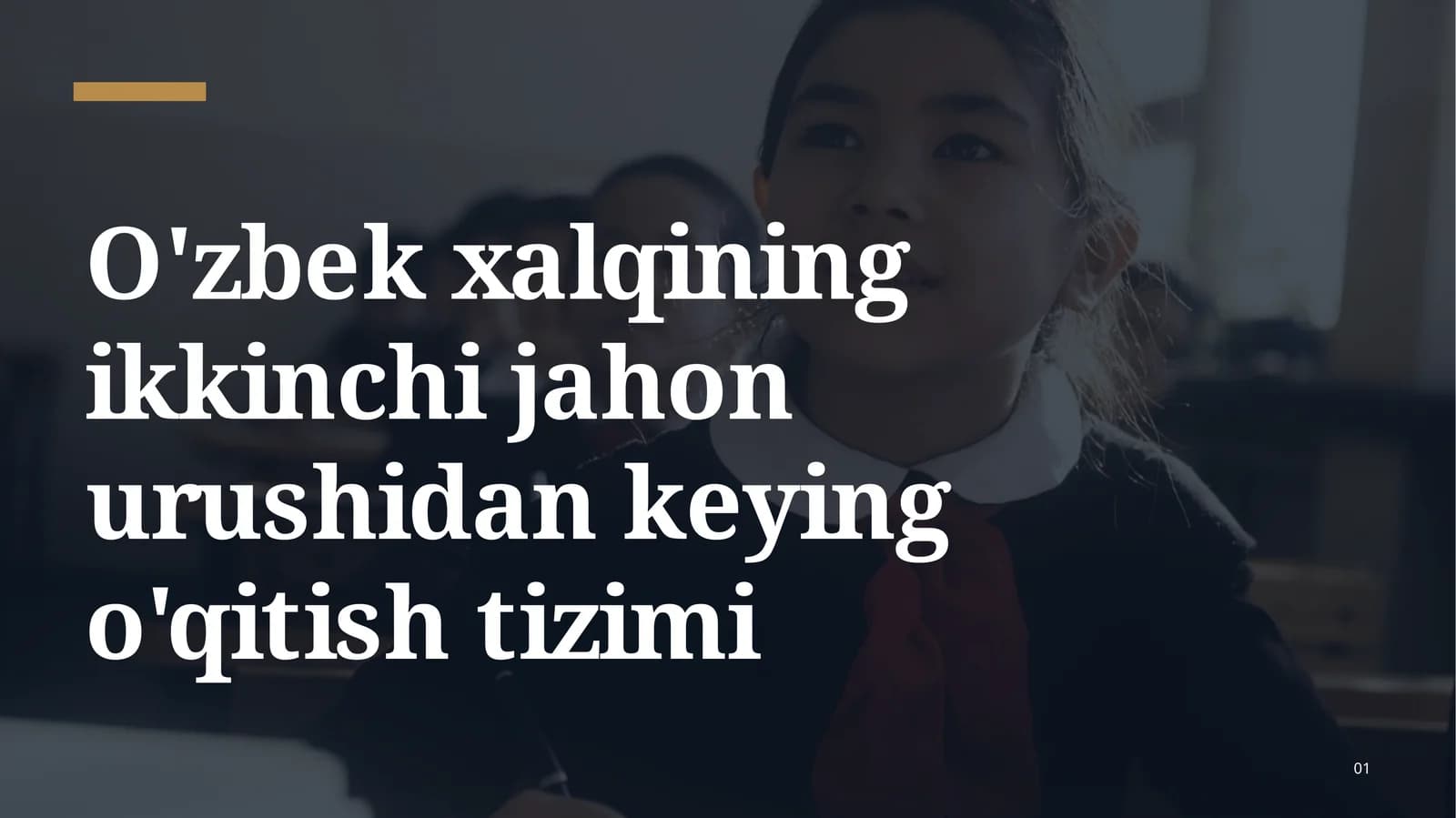 O'zbek xalqining ikkinchi jahon urushidan keying o'qitish tizimi