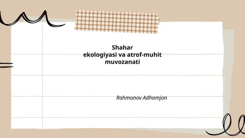 Shahar ekologiyasi va atrof-muhit muvozanati