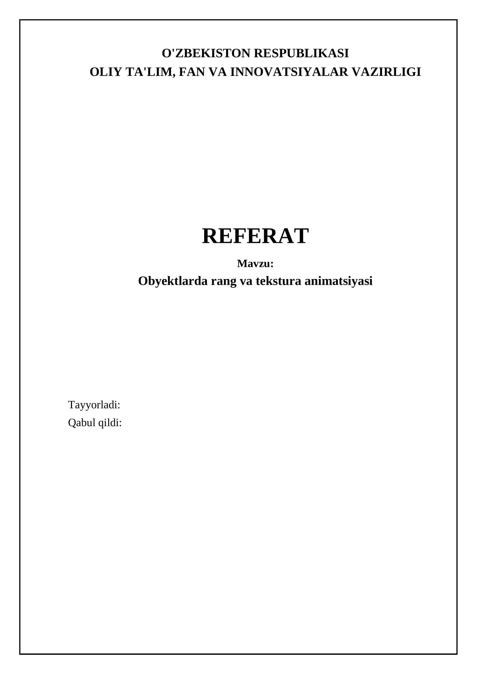 Obyektlarda rang va tekstura animatsiyasi