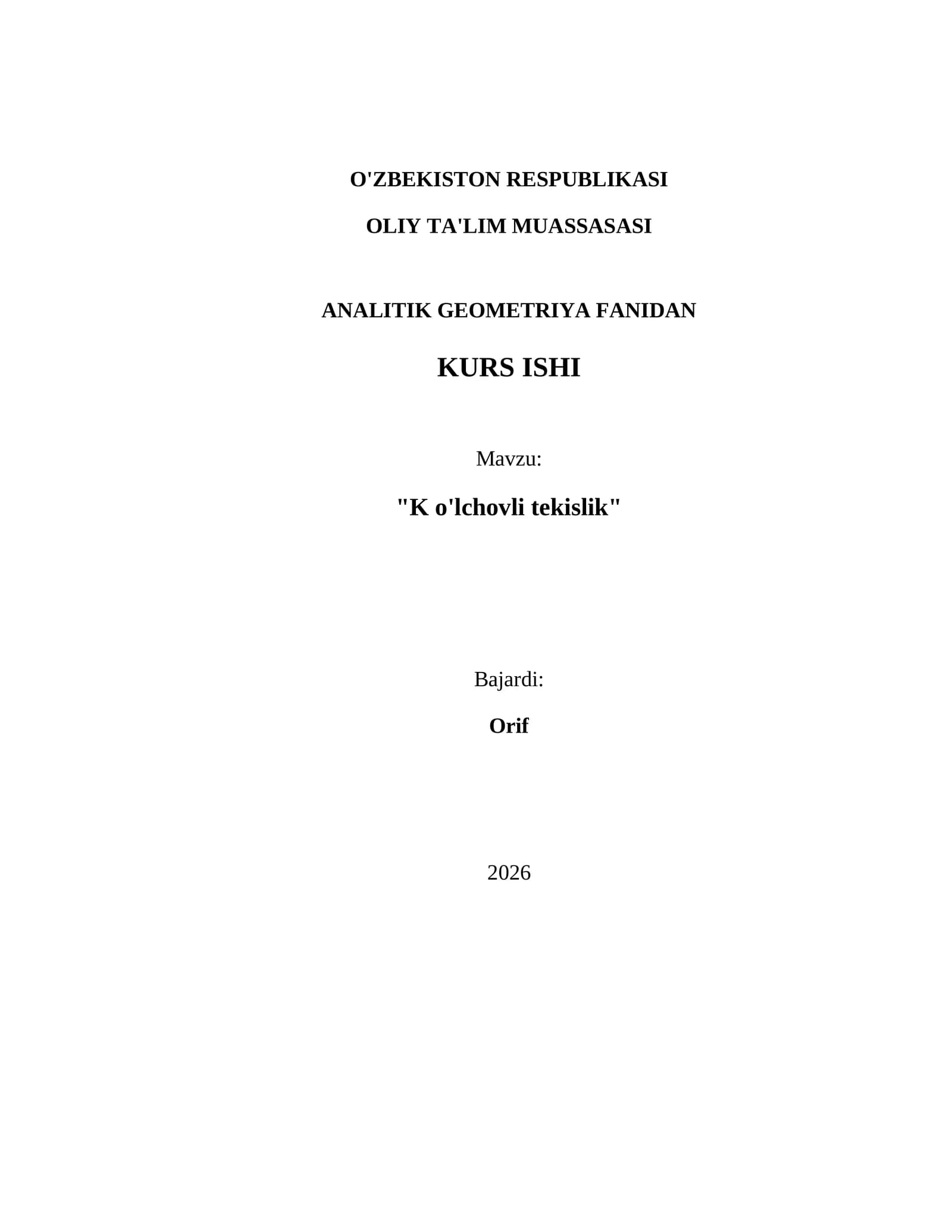 "K o'lchovli tekislik"