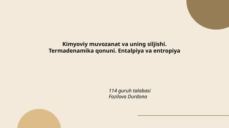 Kimyoviy muvozanat va uning siljishi