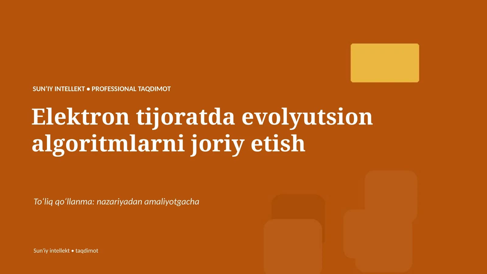 Elektron tijoratda evolyutsion algoritmlarni joriy etish