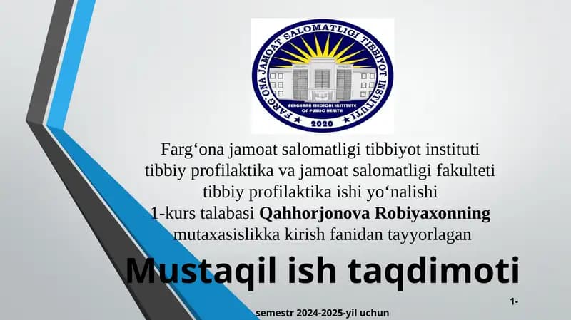 GIGIYENA FANINI O’RGANISH USULLARI HAQIDA TUSHUNCHA