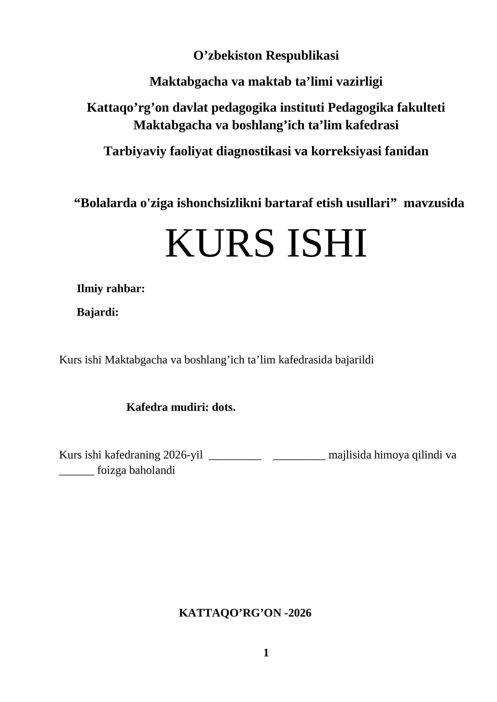 Bolalarda o'ziga ishonchsizlikni bartaraf etish usullari