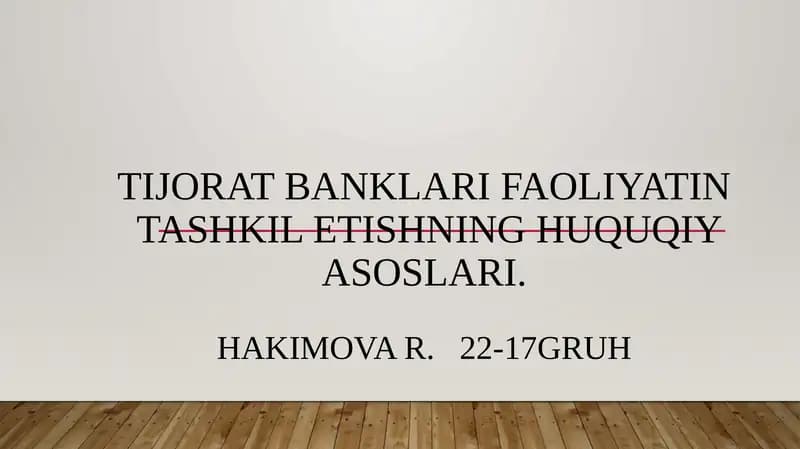 Tijoratbanklar faoliyatini tashkilot islohotlari