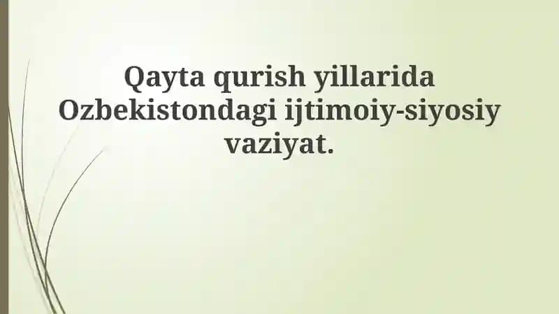 Perestroyka davridagi O'zbekiston: Ijtimoiy-siyosiy vaziyat