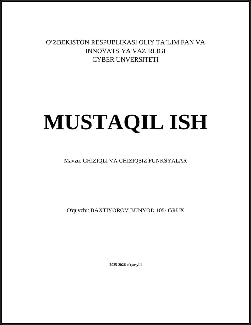 CHIZIQLI VA CHIZIQSIZ FUNKSYALAR