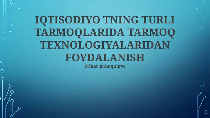 Tarmoq Texnologiyalari