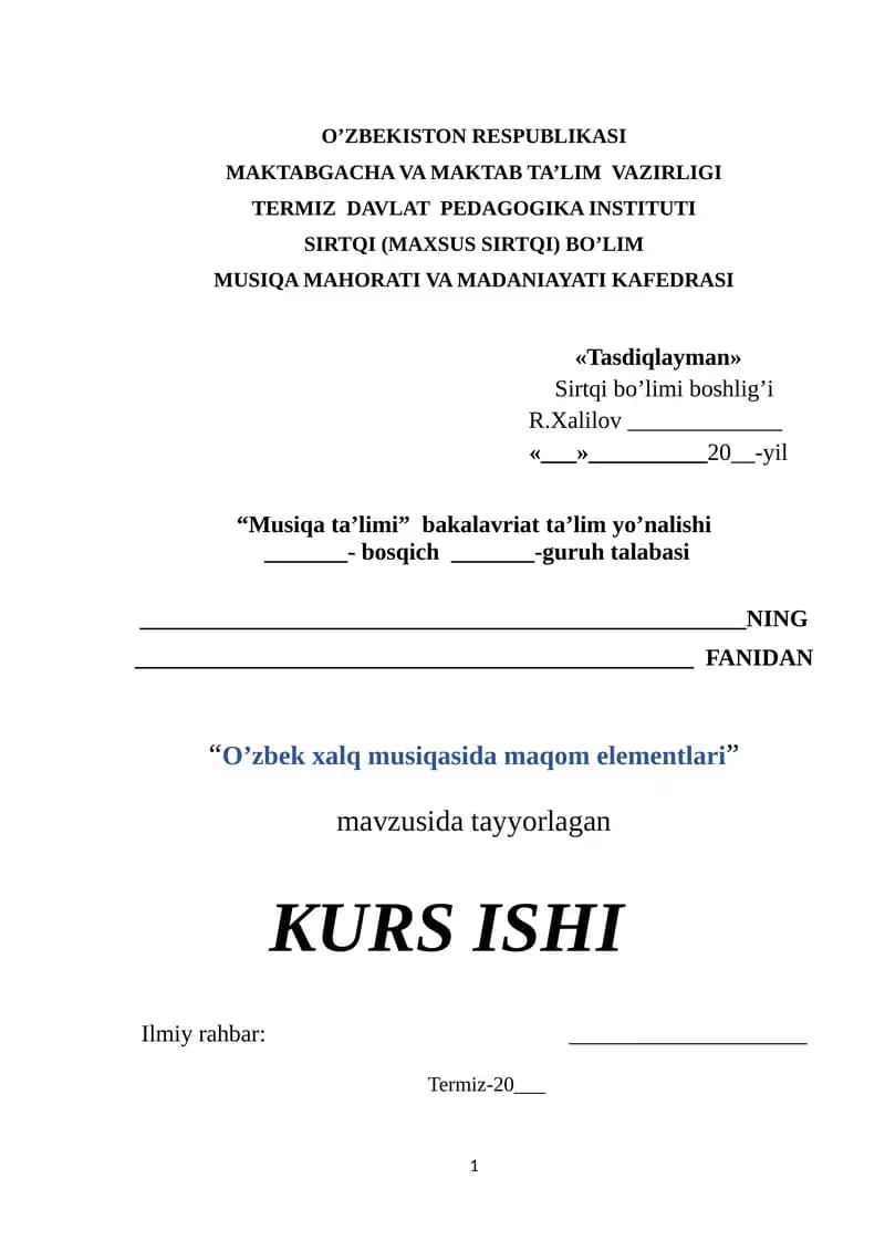 O’zbek xalq musiqasida maqom elementlari