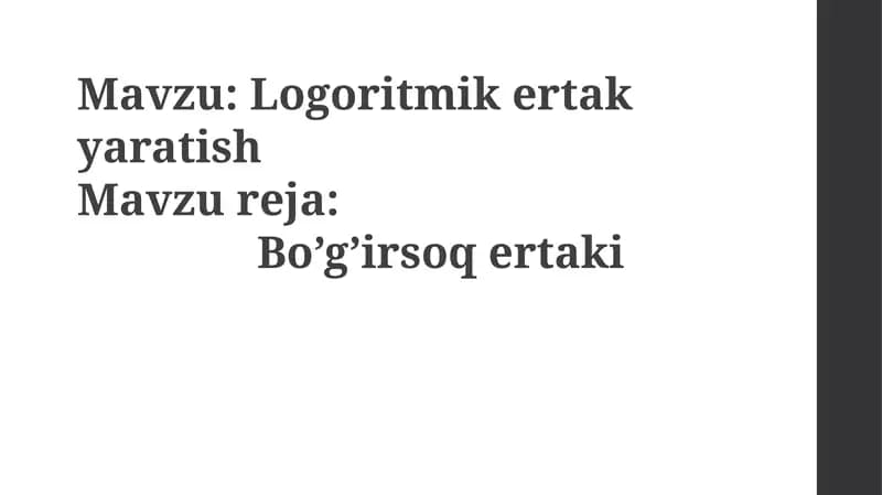Logoritmik Ertak yaratish