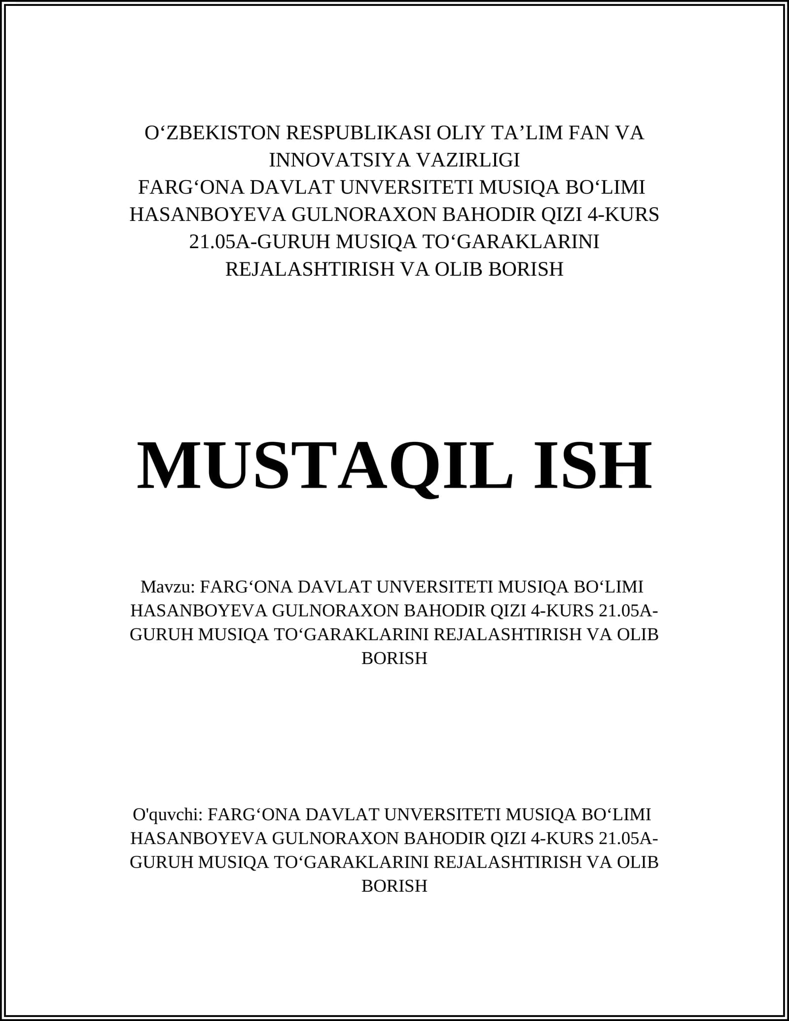 Musiqa To‘garaklarini Rejalashtirish va Olib Borish
