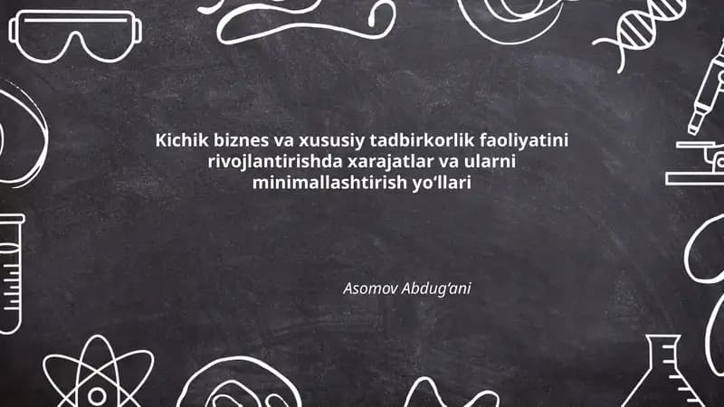 Kichik biznes va xususiy tadbirkorlik faoliyatini rivojlantirishda xarajatlar va ularni minimallashtirish yo‘llari