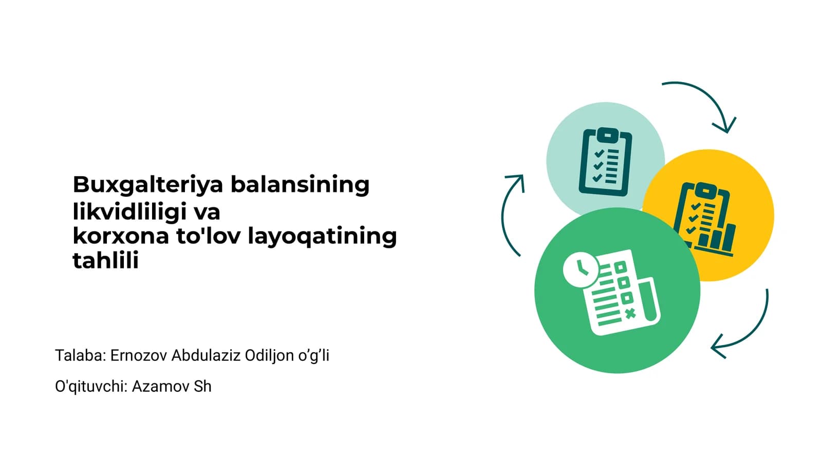 Buxgalteriya balansining likvidliligi va korxona to'lov layoqatining tahlili