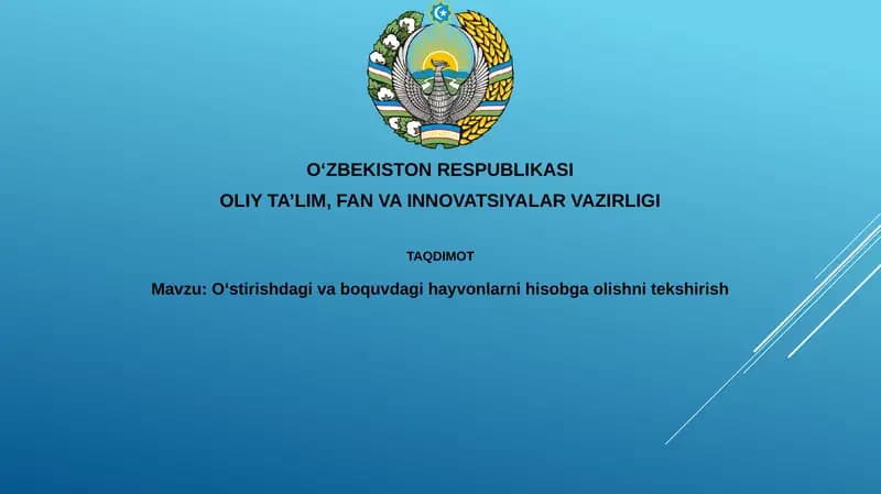 Chorvachilik va semirishdagi hayvonlarni hisobga olishning tеkshirish va audit qilishni muhokamа qilish