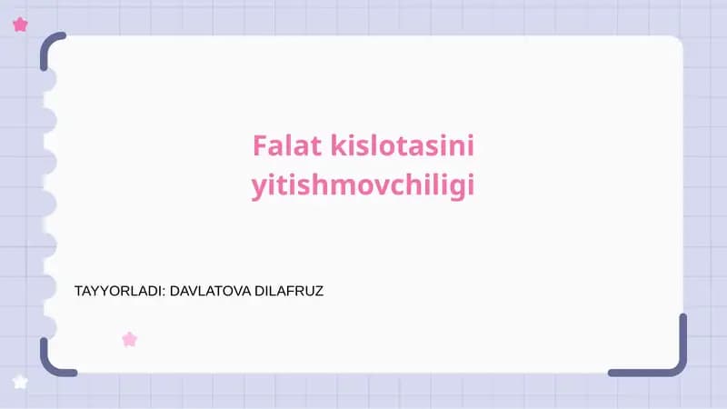 Folat kislotasini yitishmovchiligi